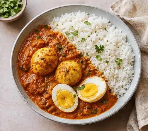 Egg Curry with Rice