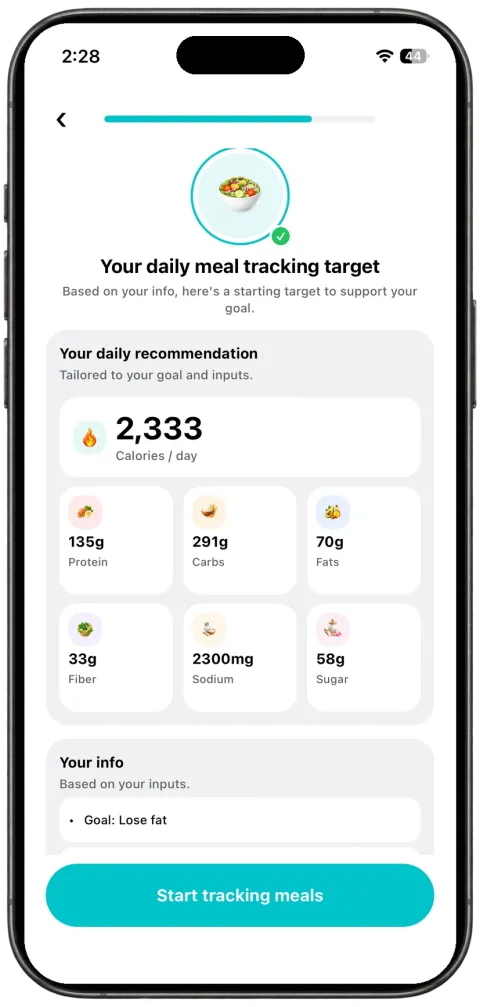GymTribe personalized daily calorie and nutrition targets