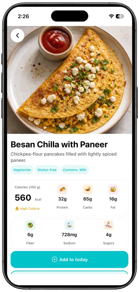 GymTribe meal details showing ingredients and nutrition