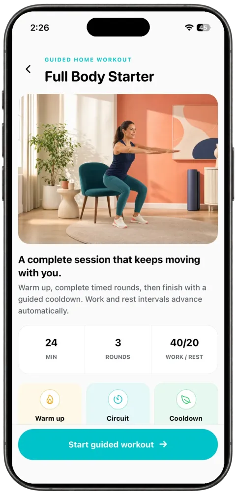 GymTribe guided workout screen